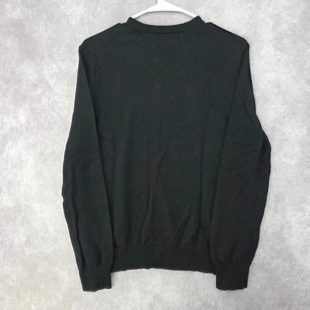 Banana Republic Mens M Black Extra Fine Merino Wool V-Neck Sweater Pullover